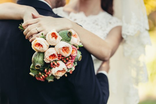 Bride and Groom Hugging each other