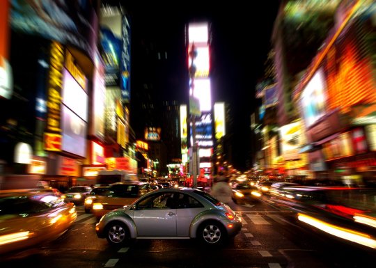 Car in a busy street