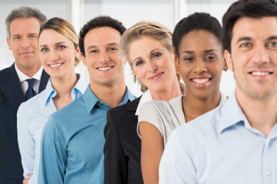 Group of smiling employees