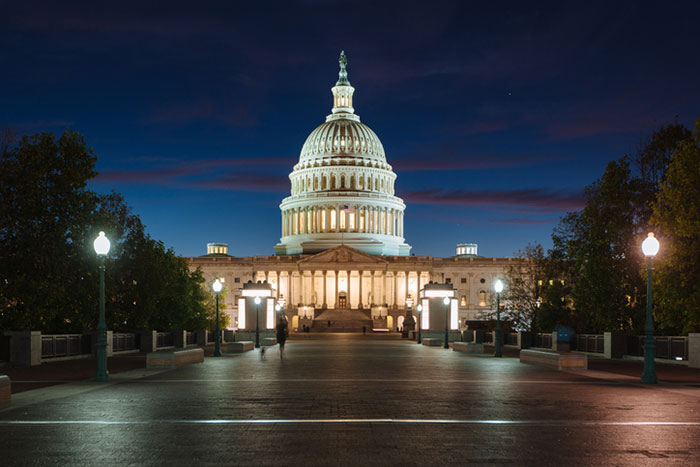 US Capitol Complex Medium Shot by Night